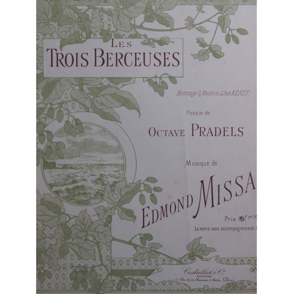 MISSA Edmond Les Trois Berceuses Chant Piano ca1896