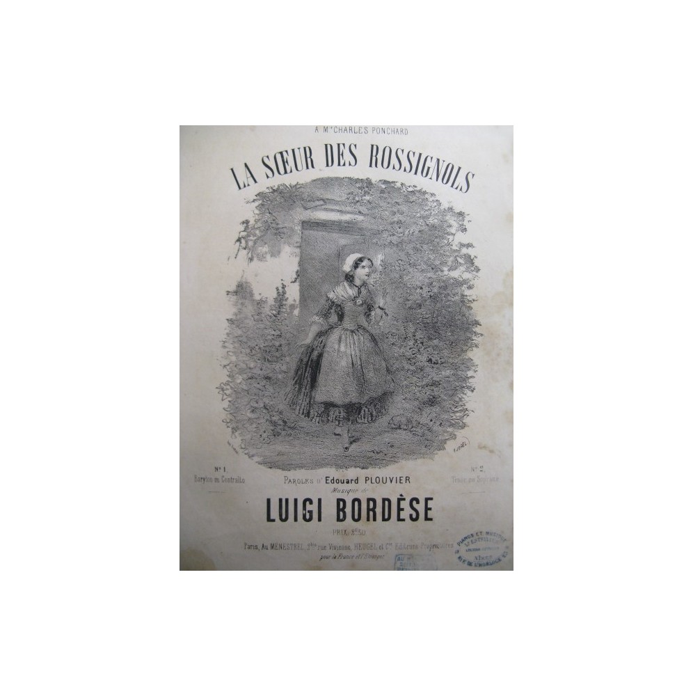 BORDESE Luigi La Soeur des Rossignols Chant Piano