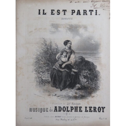 LEROY Adolphe Il est parti Dédicace Chant Piano ca1850