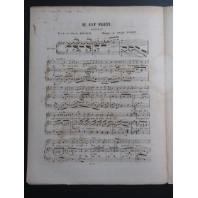 LEROY Adolphe Il est parti Dédicace Chant Piano ca1850