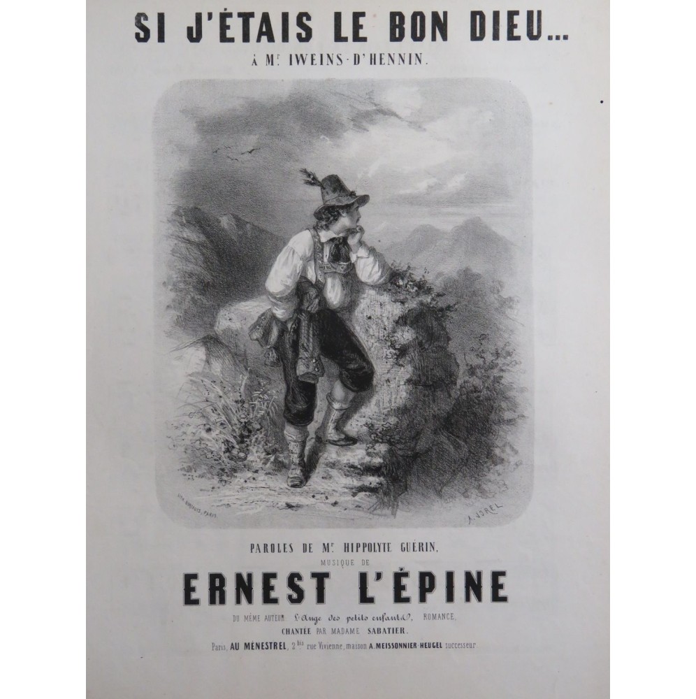 L'ÉPINE Ernest Si J'étais le Bon Dieu Chant Piano ca1850