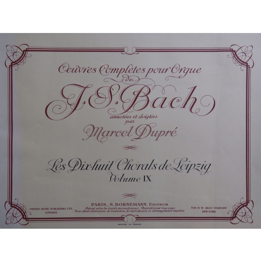 BACH J. S. Oeuvres Complètes Volume 9 Orgue