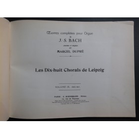 BACH J. S. Oeuvres Complètes Volume 9 Orgue