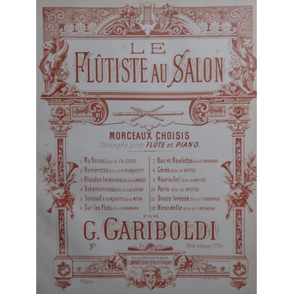 WETTGE G. Cérès Grande Valse Piano Flûte ca1890