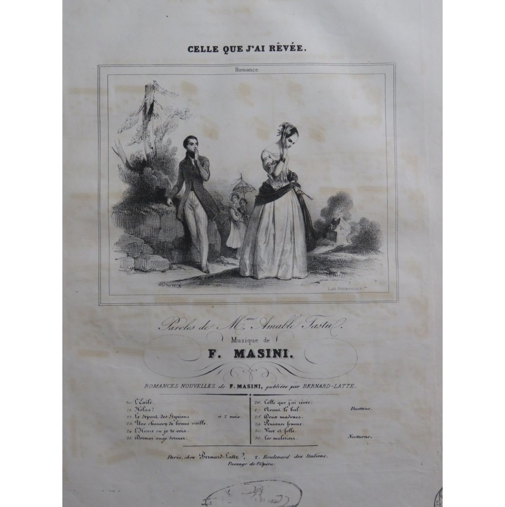 MASINI F. Celle que j'ai rêvée Chant Piano ca1840