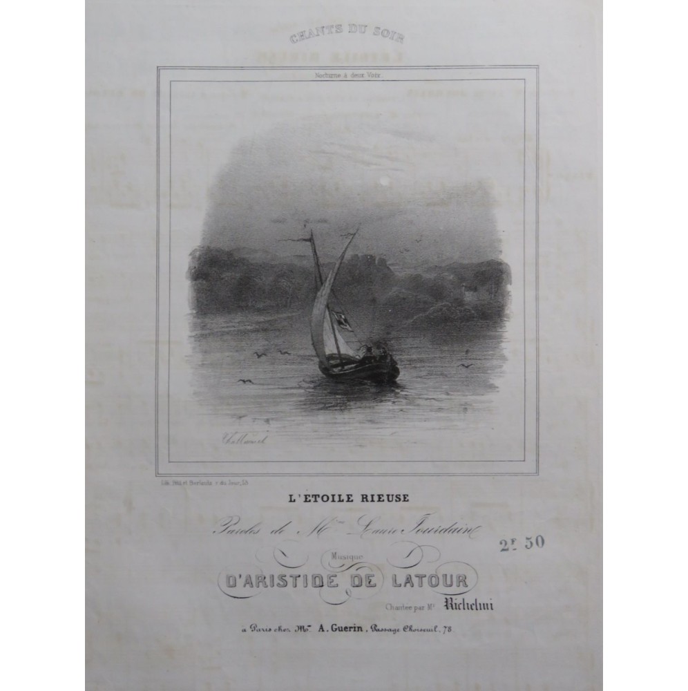 DE LATOUR Aristide L'Étoile Rieuse Chant Piano ca1840