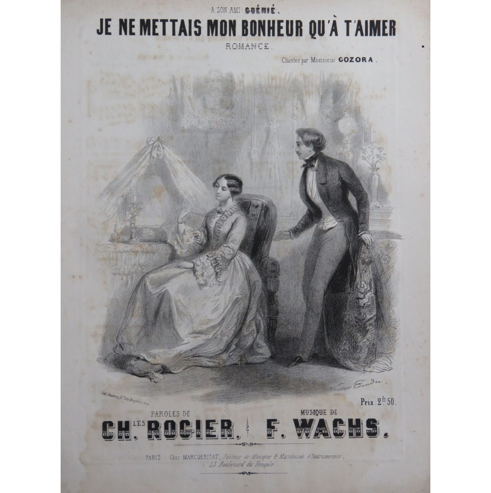 WACHS Frédéric Je ne mettais mon bonheur qu'à t'aimer Chant Piano ca1850