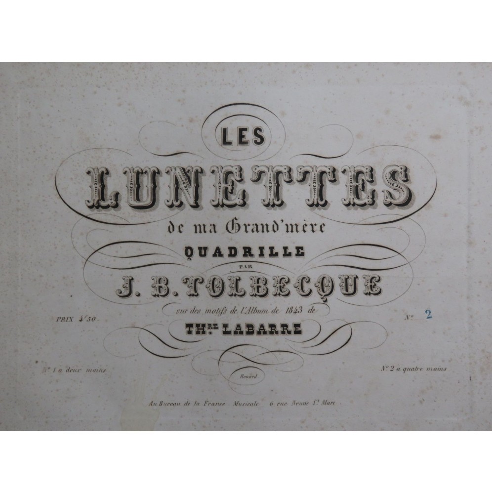 TOLBECQUE J. B. Les Lunettes de ma Grand-mère Piano 4 mains ca1843