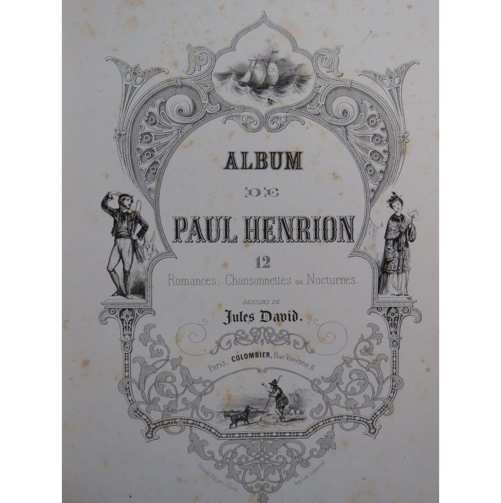 HENRION Paul Album 12 Romances Piano Chant 1846