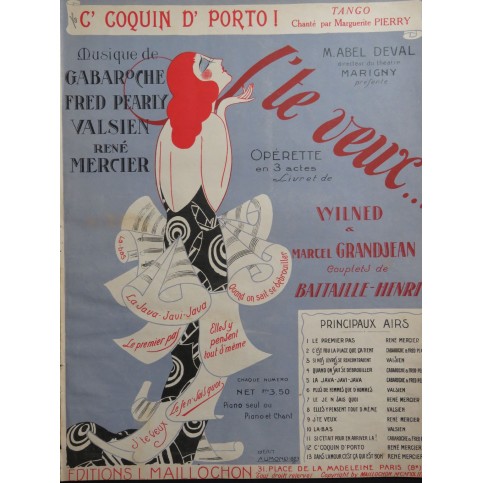 MERCIER René C'coquin D'porto ! Chant Piano 1923