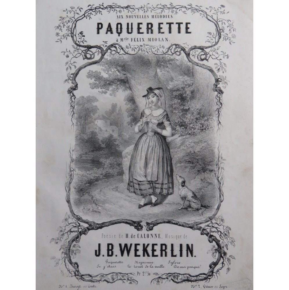 WEKERLIN J. B. Paquerette Chant Piano ca1850
