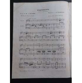 WEKERLIN J. B. Paquerette Chant Piano ca1850