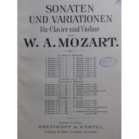 MOZART W. A. Sonate No 23 Piano Violon