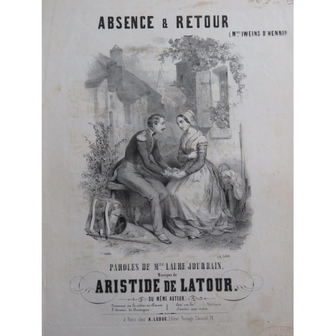 DE LATOUR Aristide Absence et Retour Chant Piano ca1840