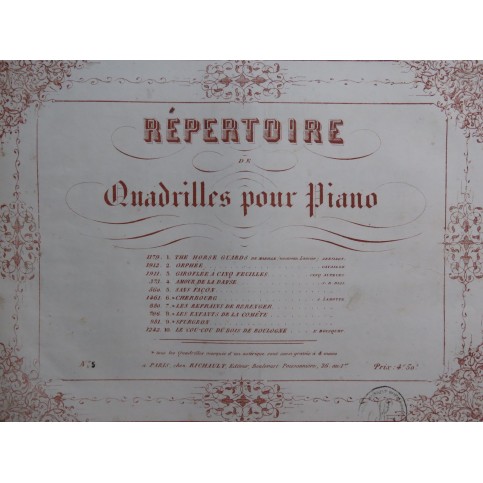 DIAS Jean-Baptiste Le Sans Façon Quadrille Dédicace Piano ca1850