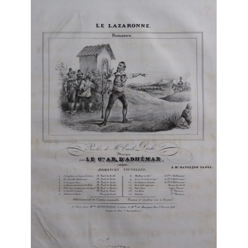 ADHÉMAR Ab. Le Lazzarone Chant Piano ca1840