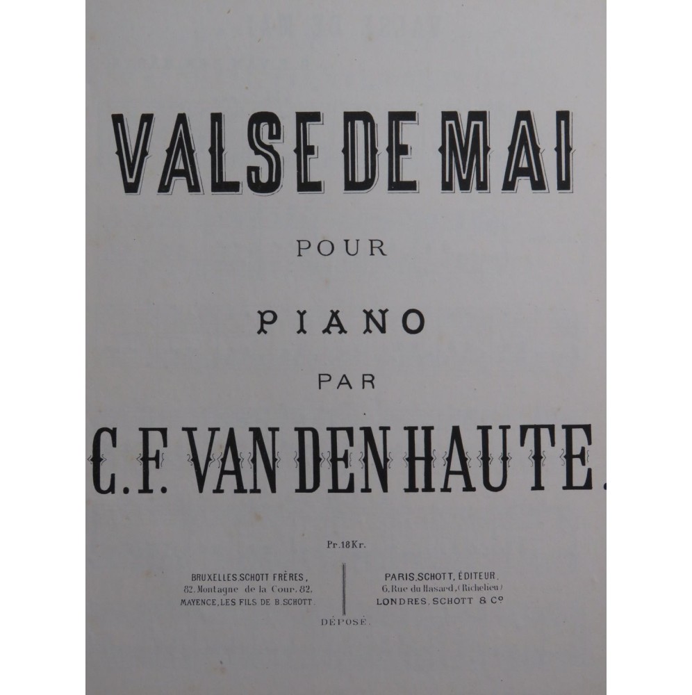 VAN DEN HAUTE C. F. Valse de Mai Piano ca1870