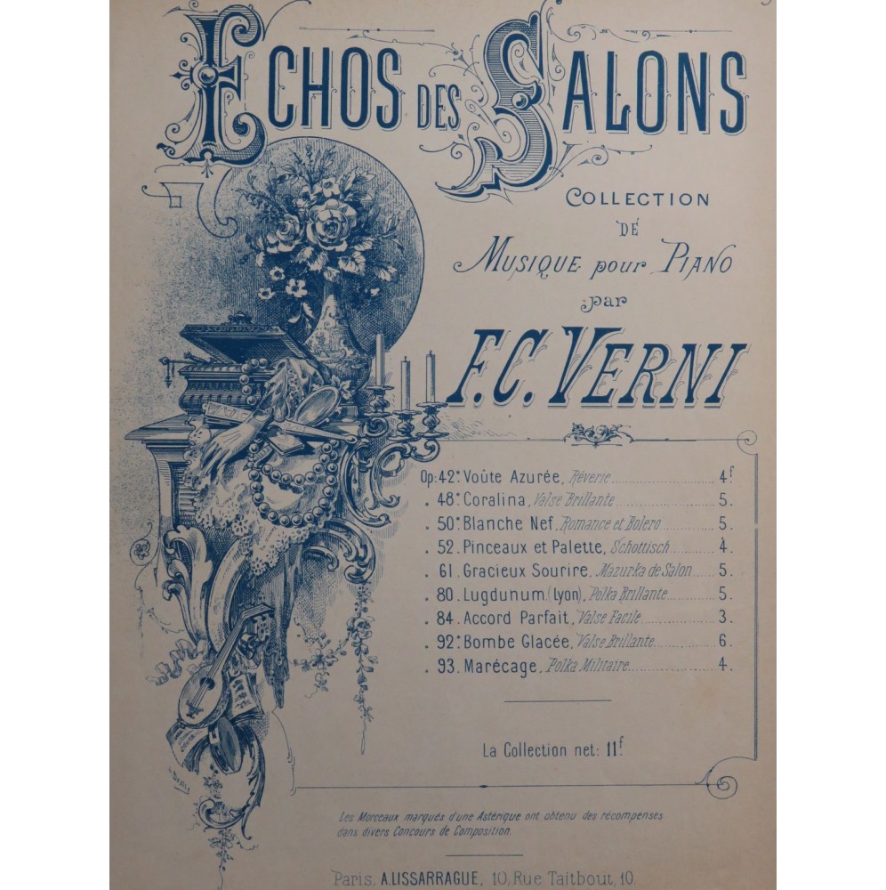 VERNI F. Voute Azurée Rêverie op 42 Piano XIXe