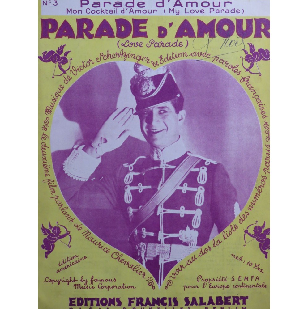 SCHERTZINGER Victor Parade d'Amour Chant Piano 1930