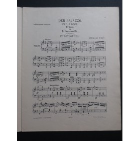 WOLFF Bernhard Der Bajazzo 1er Potpourri Piano 1913