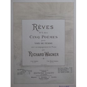 WAGNER Richard Rêves Piano...