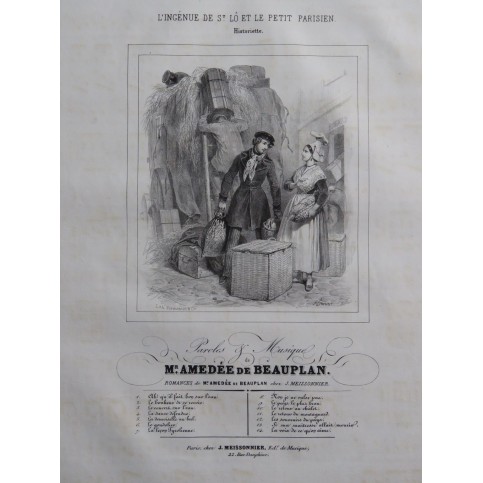 DE BEAUPLAN Amédée L'Ingénue de St Lô et le petit Parisien Chant Piano ca1840