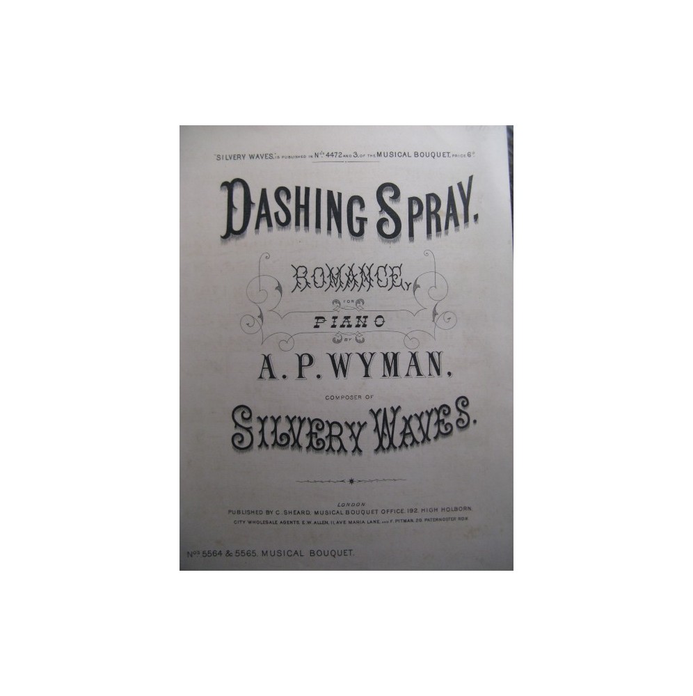 WYMAN A. P. Dashing Spray Piano XIXe