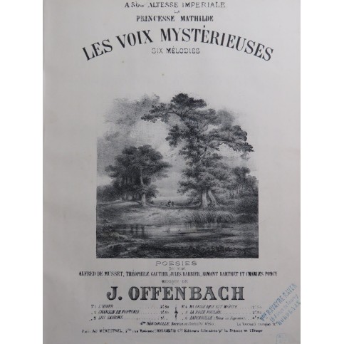 OFFENBACH Jacques Les Voix Mystérieuses No 6 Barcarolle Chant Piano XIXe
