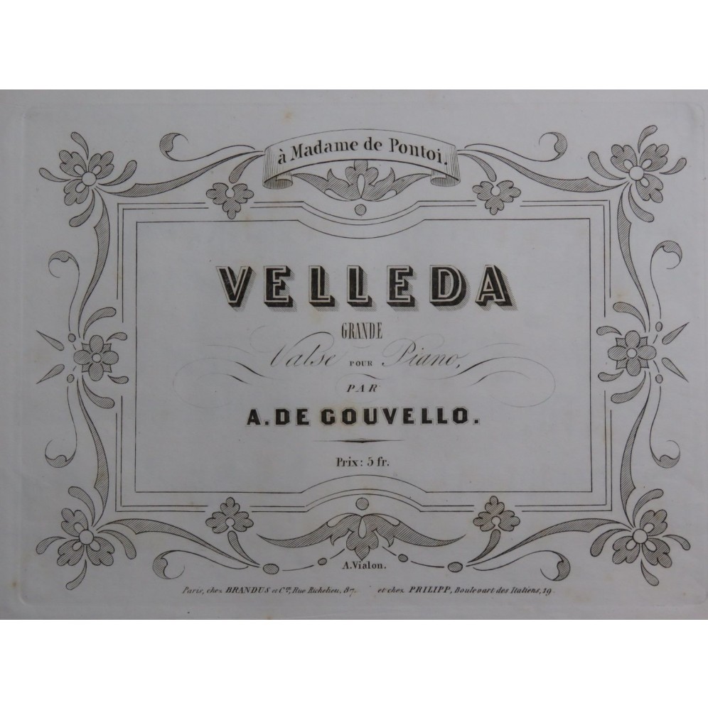 DE GOUVELLO A. Velleda Piano ca1850