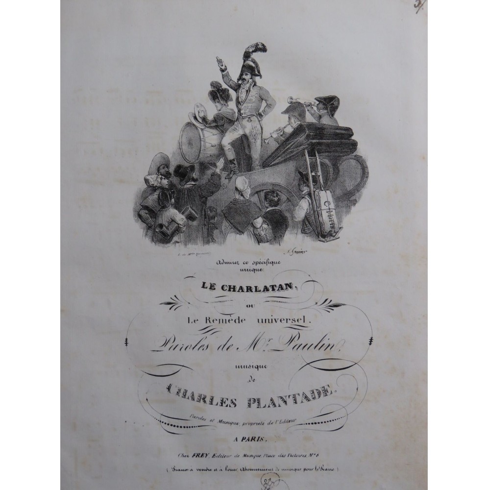 PLANTADE Charles Le Charlatan Chant Piano ca1830