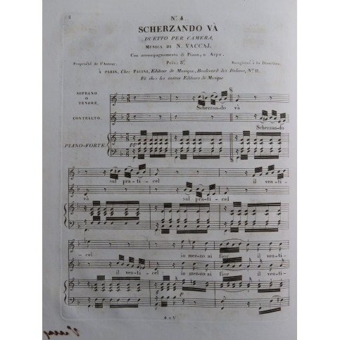 VACCAI Nicola Scherzando Và Signature Chant Piano ou Harpe ca1820