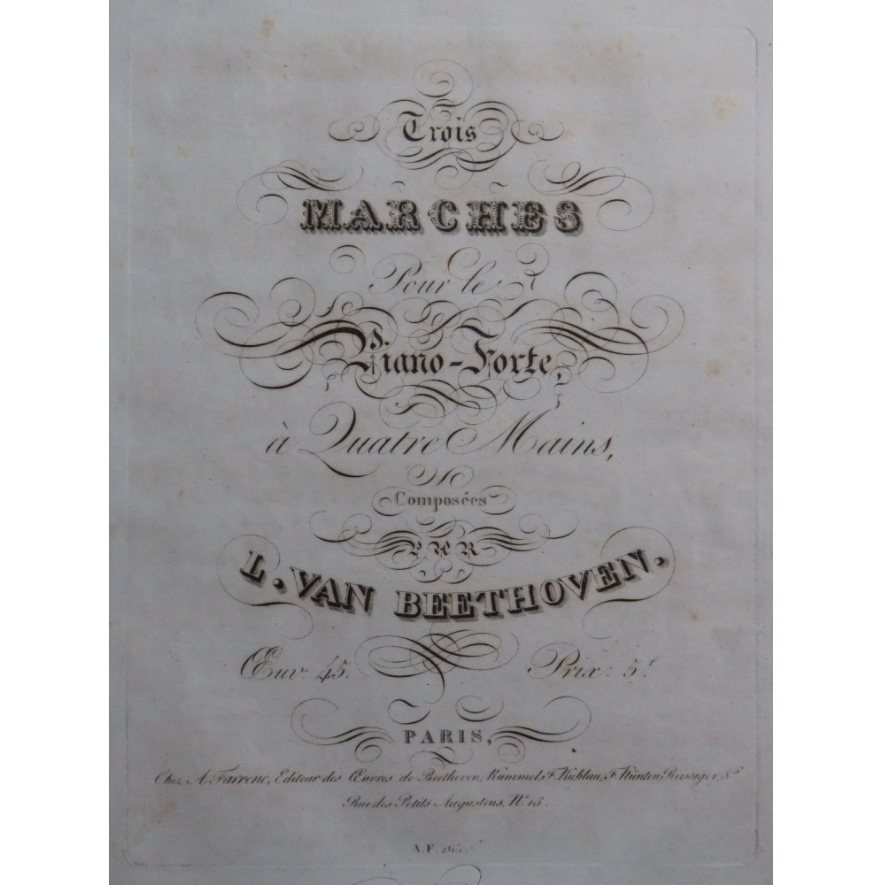 BEETHOVEN Trois Marches op 45 Piano 4 mains ca1827