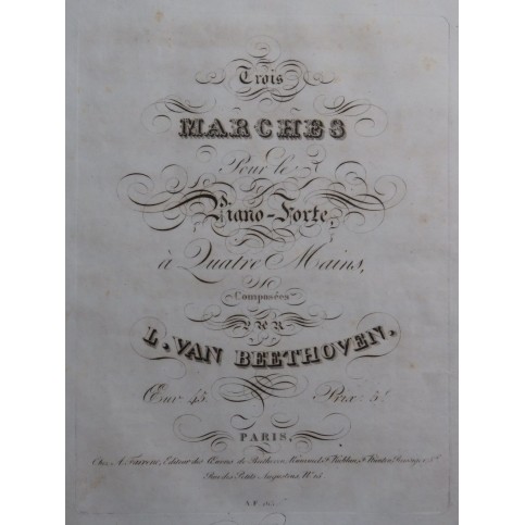 BEETHOVEN Trois Marches op 45 Piano 4 mains ca1827