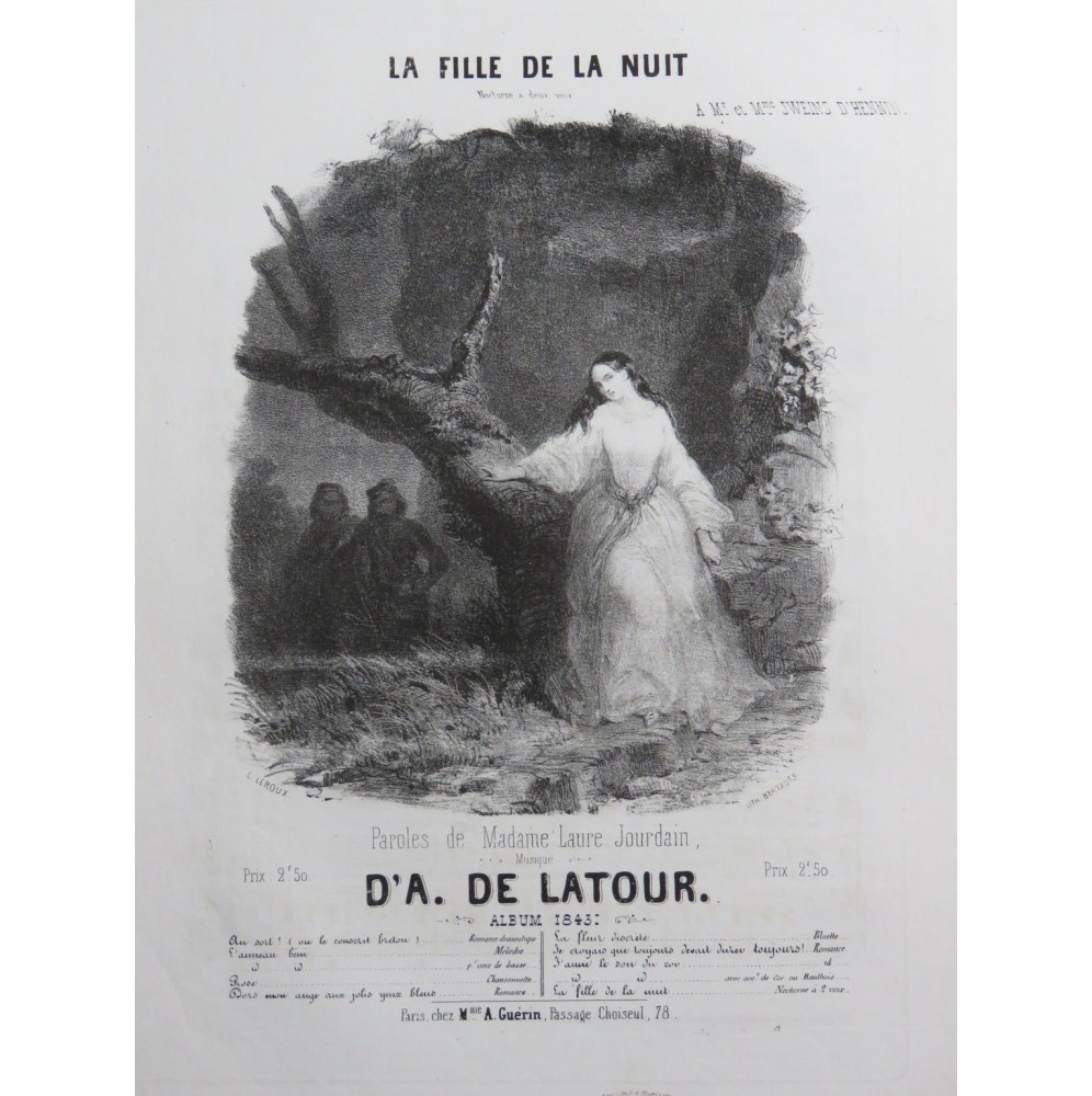 DE LATOUR Aristide La Fille de la Nuit Chant Piano 1843