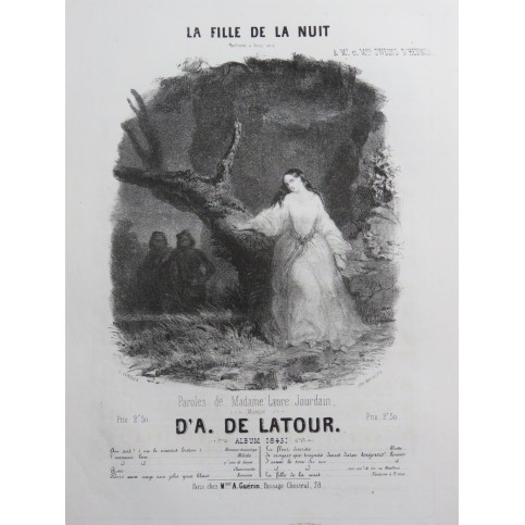 DE LATOUR Aristide La Fille de la Nuit Chant Piano 1843