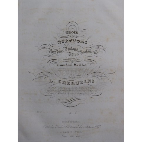 CHERUBINI Luigi Trois Quatuors op 1 No 1 Violon Alto Violoncelle ca1830