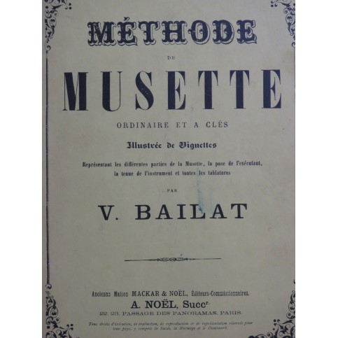 BAILAT V. Méthode de Musette ca1900