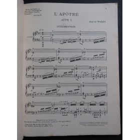 DE WAILLY Paul L'Apôtre Chant Piano 1914