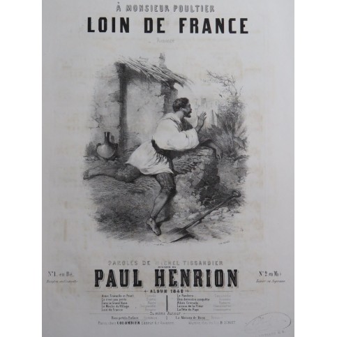 HENRION Paul Loin de France Chant Piano 1849