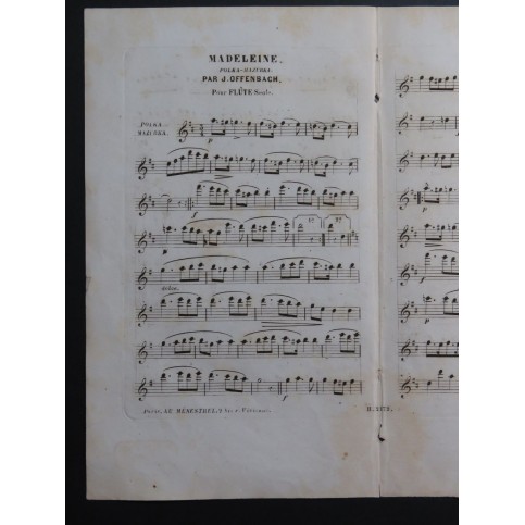 OFFENBACH Jacques Madeleine Polka Mazurka Flûte seule ca1857