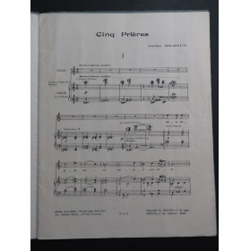 MILHAUD Darius Cinq Prières Chant Orgue 1946