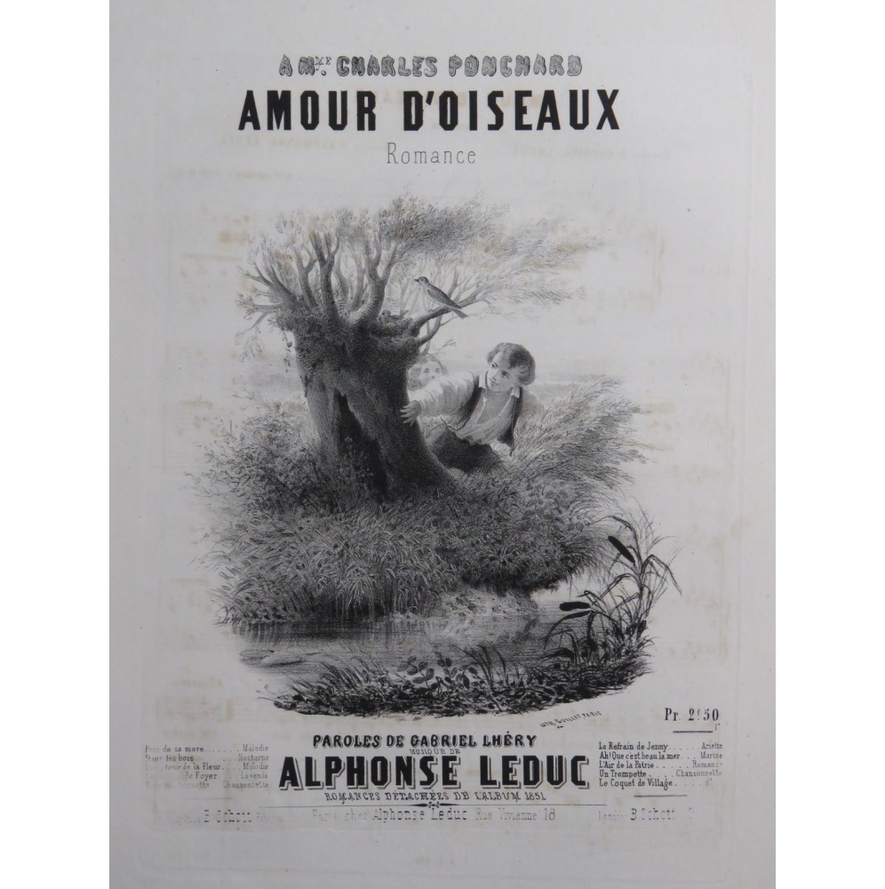 LEDUC Alphonse Amour d'Oiseaux Chant Piano 1851