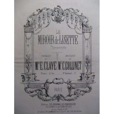 COLLINET C. Le Miroir de Lisette Chant Piano XIXe
