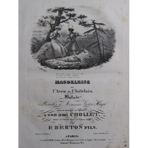 BERTON F. Fils Magdeleine Chant Piano ca1830