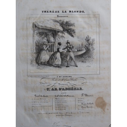 D'ADHÉMAR Ab. Thérèse la Blonde Chant Piano ca1840