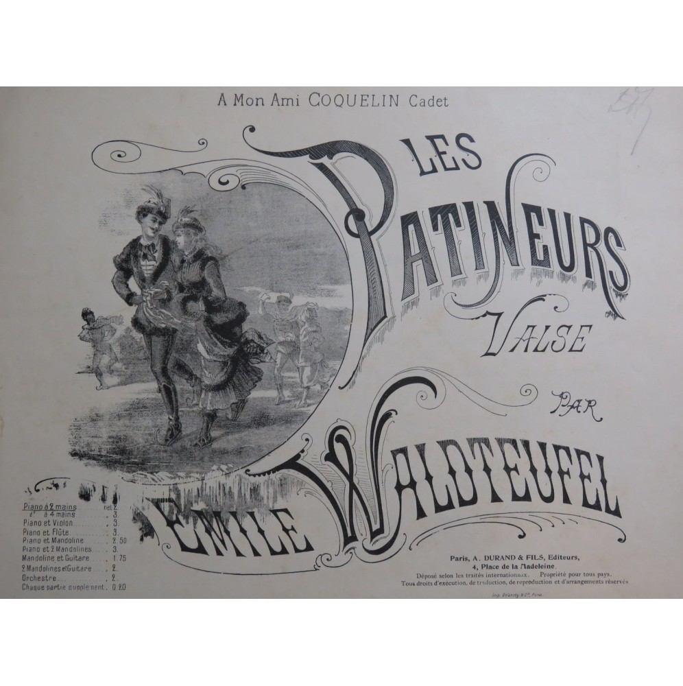 WALDTEUFEL Émile Les Patineurs Piano 1883