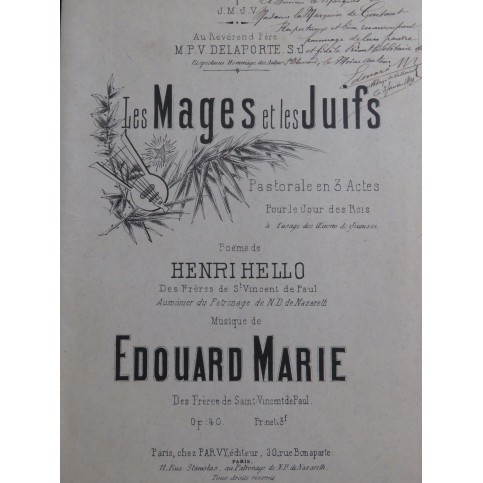 MARIE Edouard Les Mages et les Juifs Dédicace Chant Piano ca1890