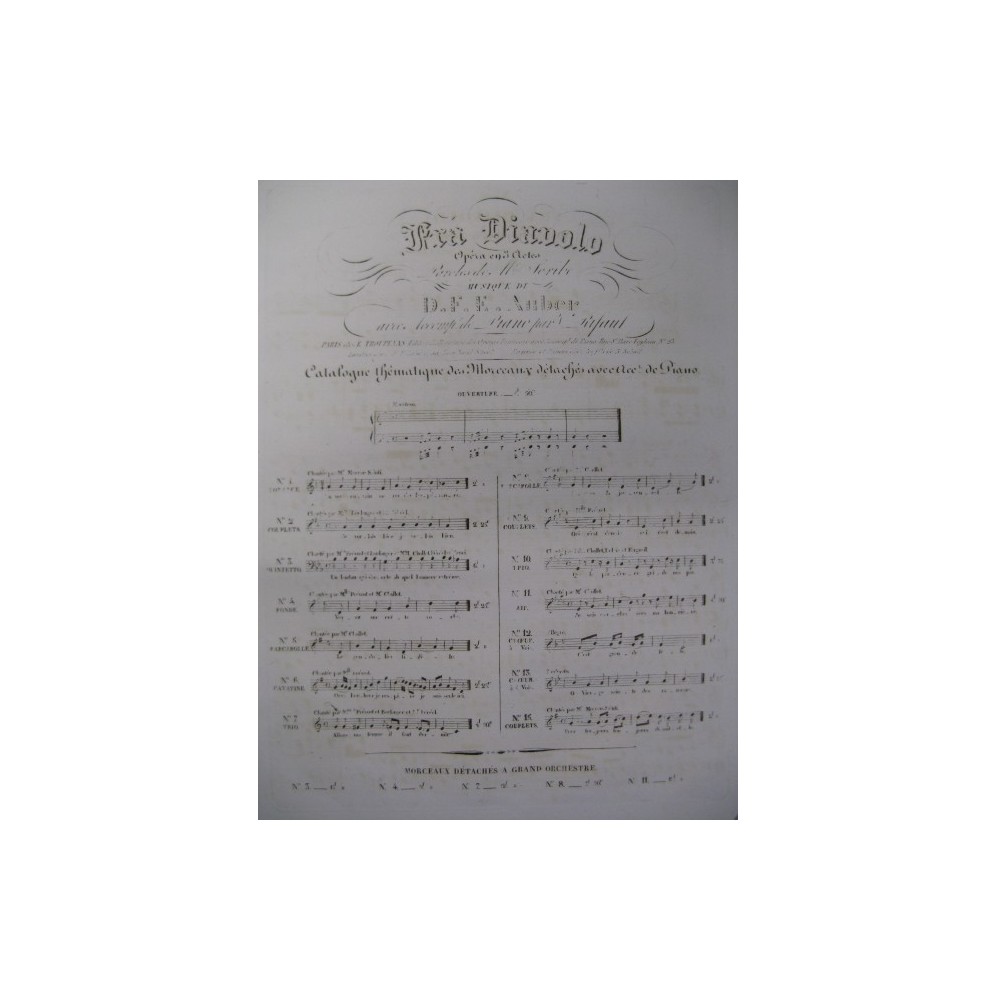 AUBER D. F. E. Fra Diavolo No 8 Chant Piano 1830