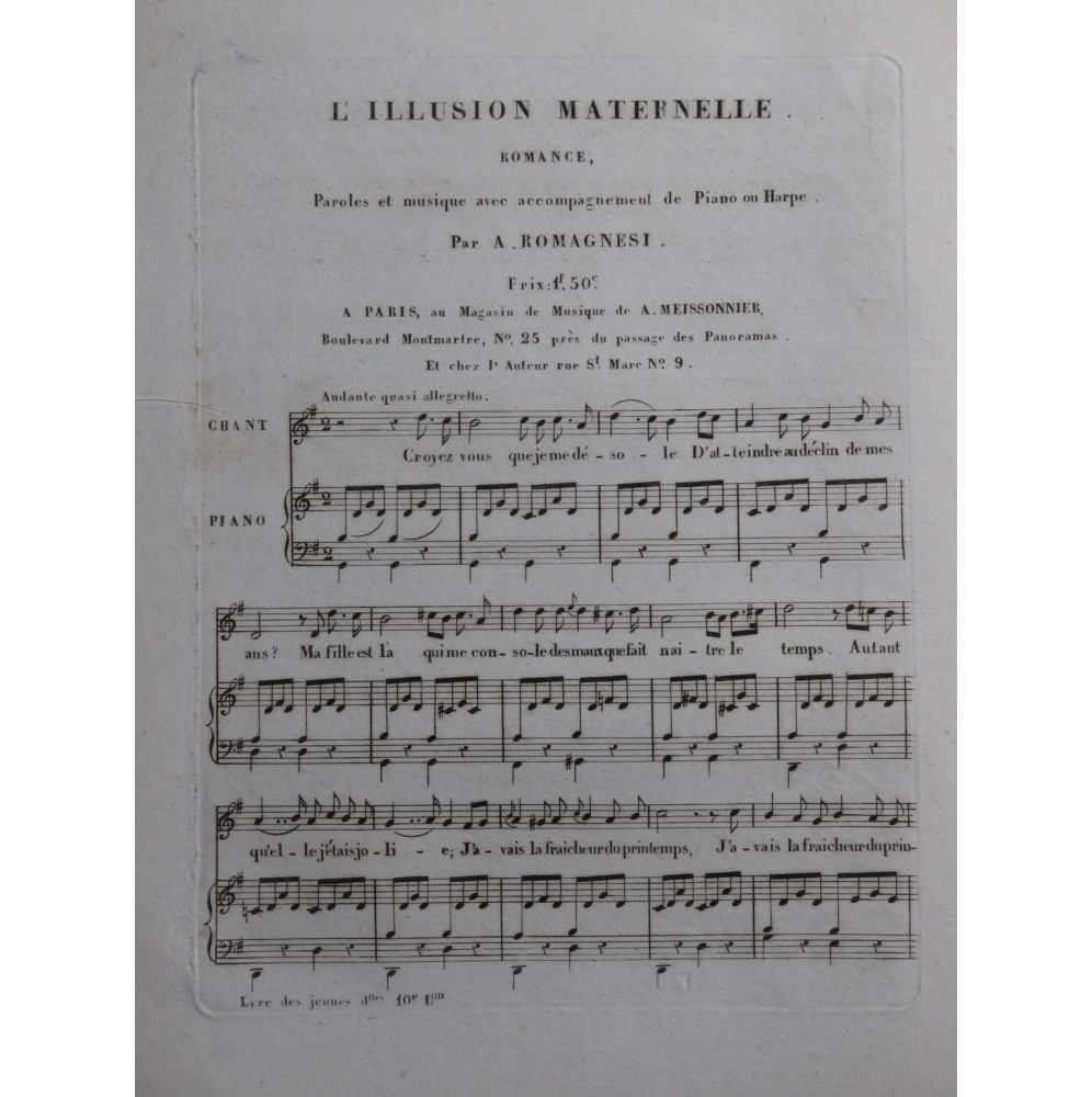 ROMAGNESI Antoine L'Illusion Maternelle Chant Piano ca1820