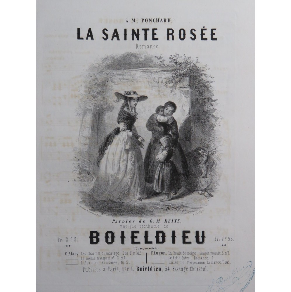 BOIELDIEU Adrien La Sainte Rosée Chant Piano ca1840